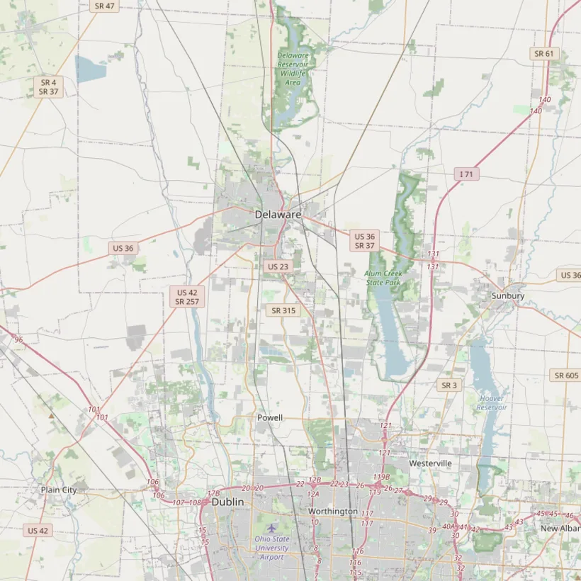 Map of Monte's Tree & Firewood service area across Delaware County, Ohio